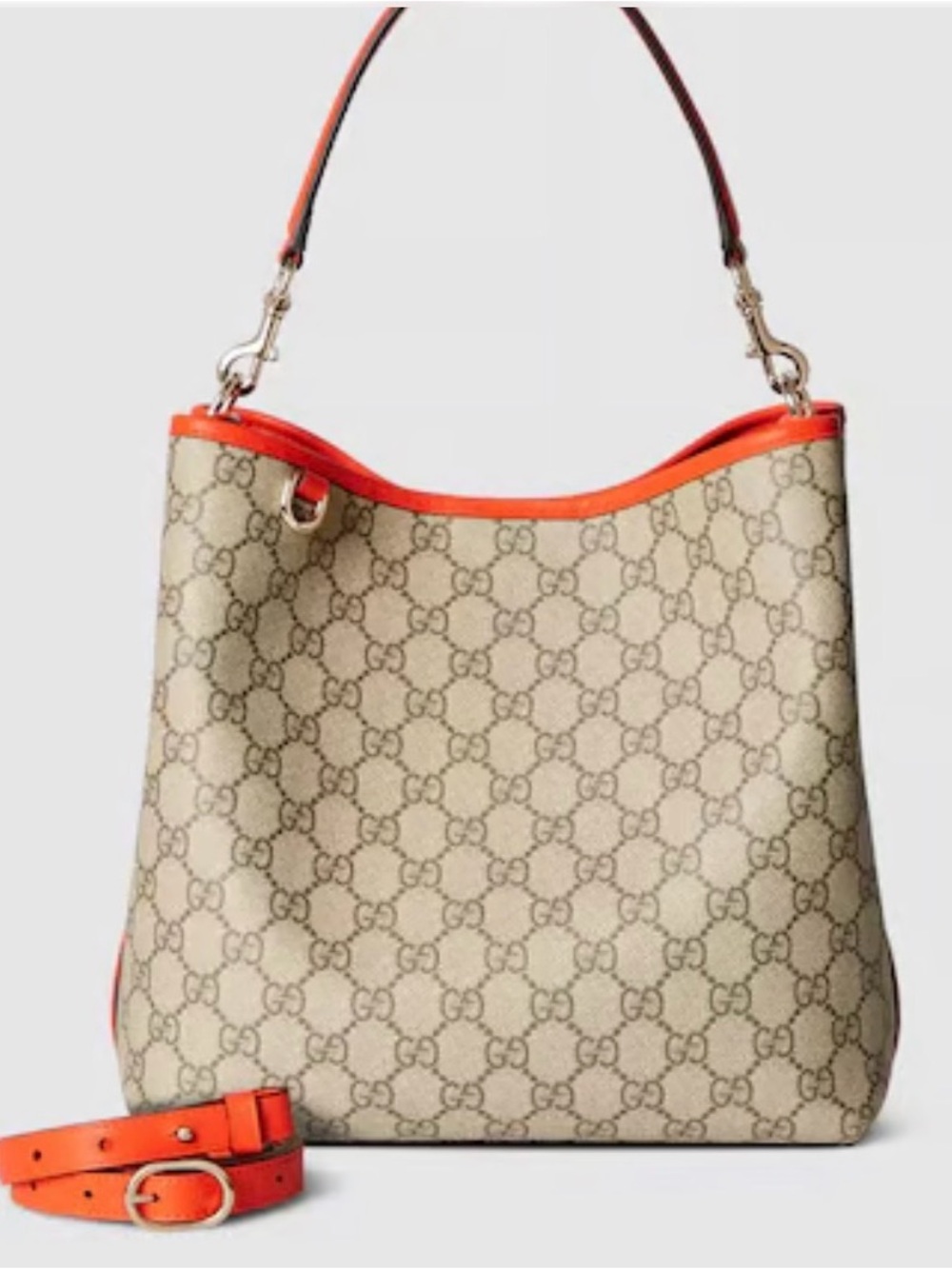 Gucci Beige GG Emblem tote medium with orange trim leather brand new 🧡 - Picture 5 of 16